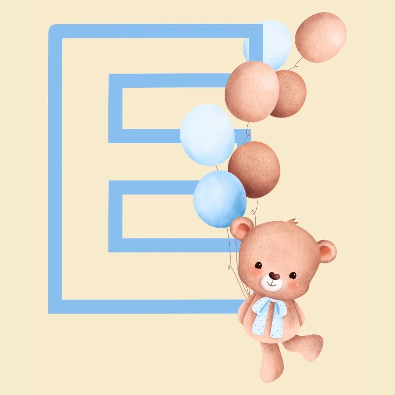 Blauer Buchstabe E Bär