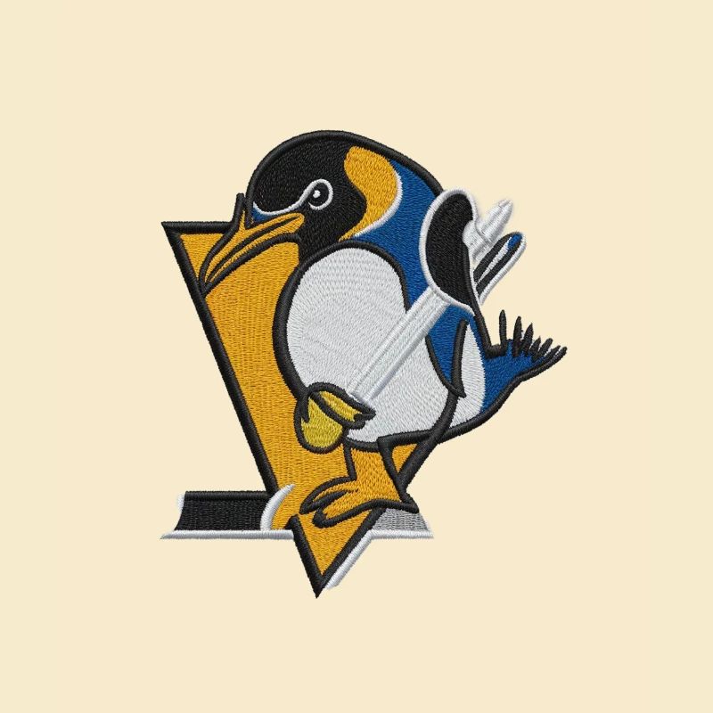 Penguin embroidered with thread