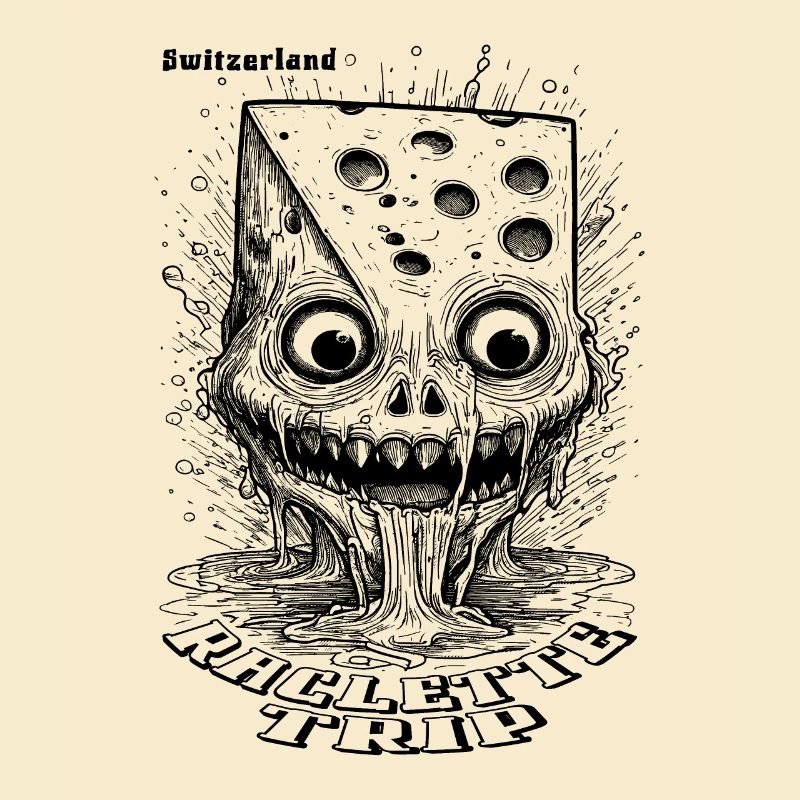 Comic Horror T-Shirt with Melting Cheese