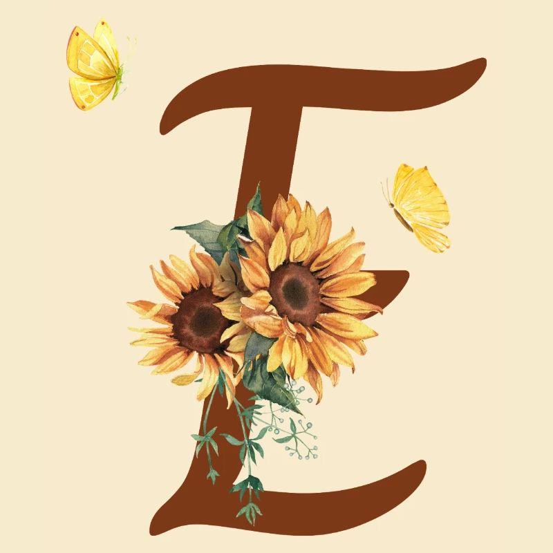 Lettre e tournesol papillon