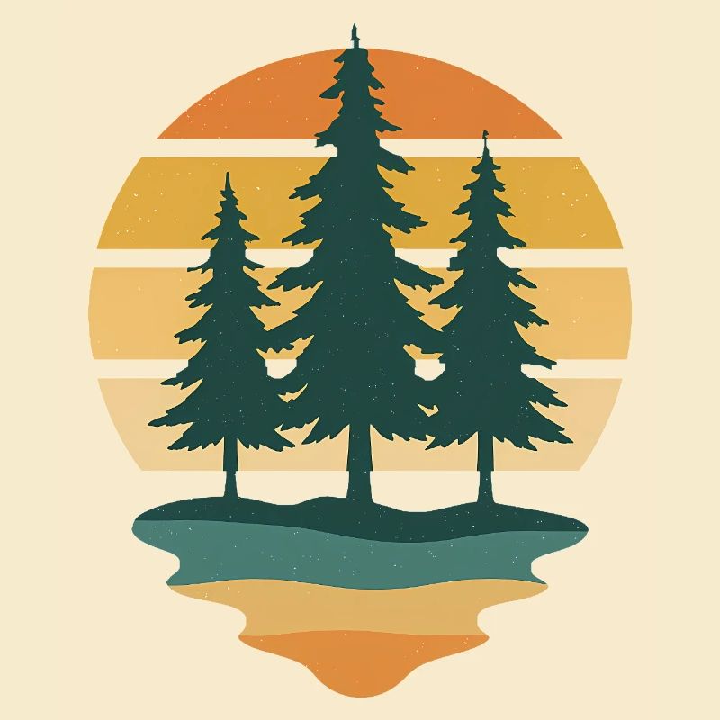 Retro Wilderness Evergreen Sunset