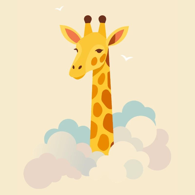 Gentle giraffe above the clouds – Dreamlike motif
