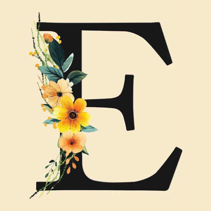 P Monogram, Floral, Customizable
