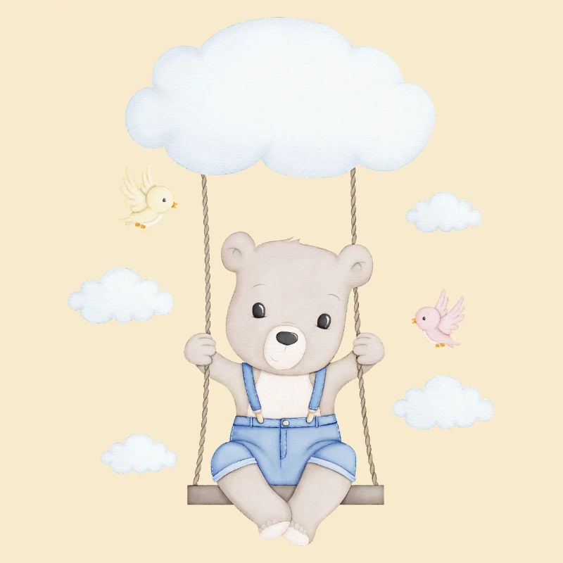 petit ours mignon sur une balançoire