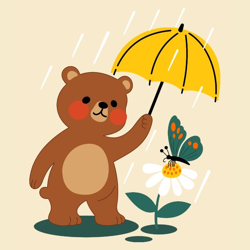  Bär mit regenschirm