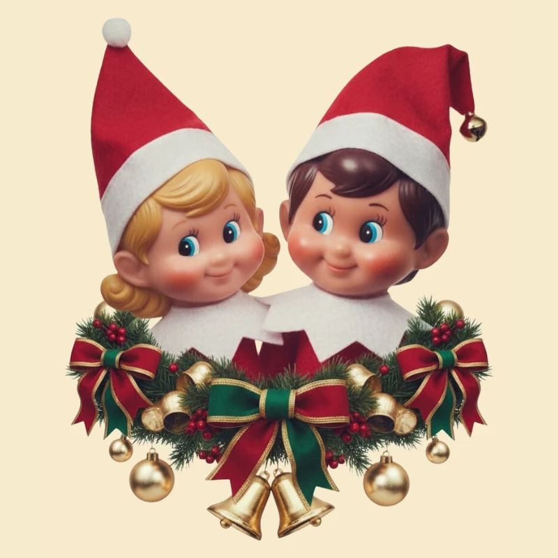 Pull de Noël mignon et festif Elf Duo