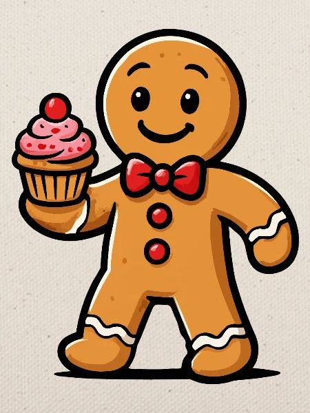 Lebkuchenmann Cupcake Cartoon
