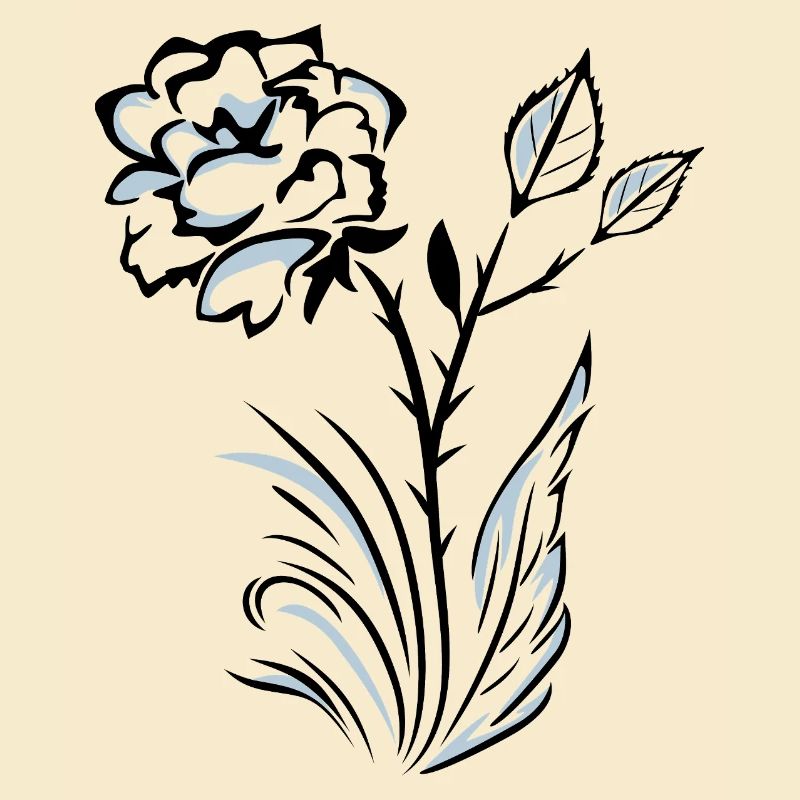Stilisierte, umrandete Rose
