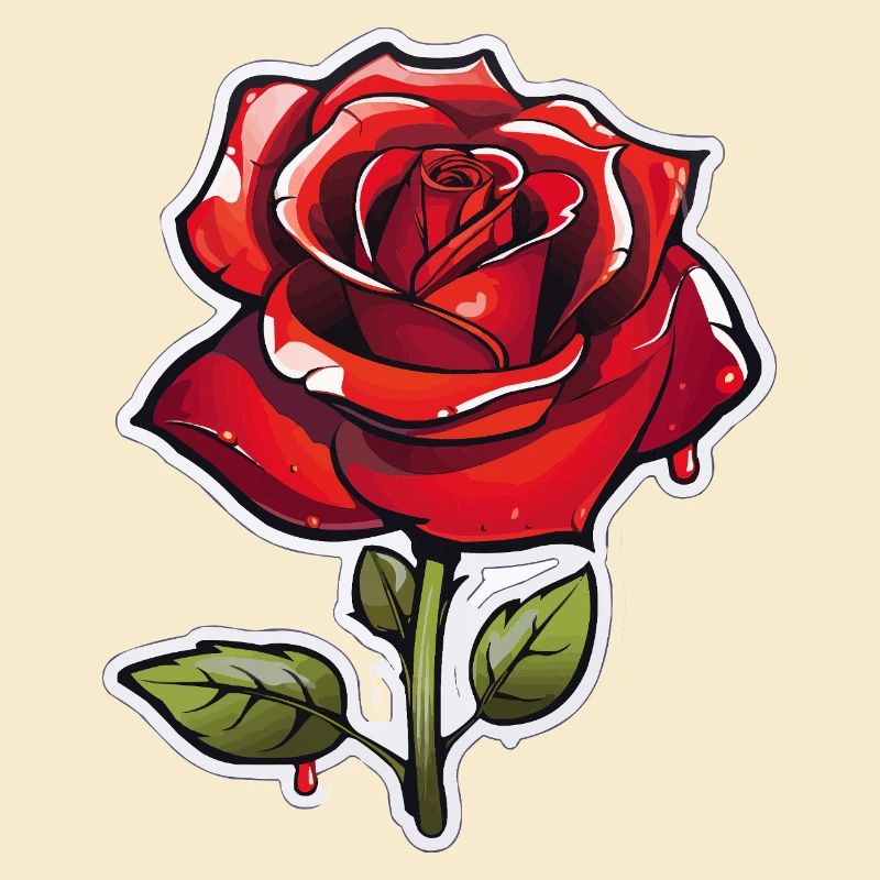 Rote Rose im Comics-Stil