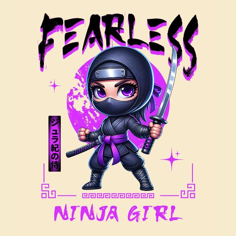 Ninja Mädchen Chibi mit Katana