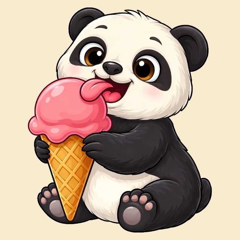 Süßer Panda Eiscreme Tier Kunst Kinder Sommer Kawa