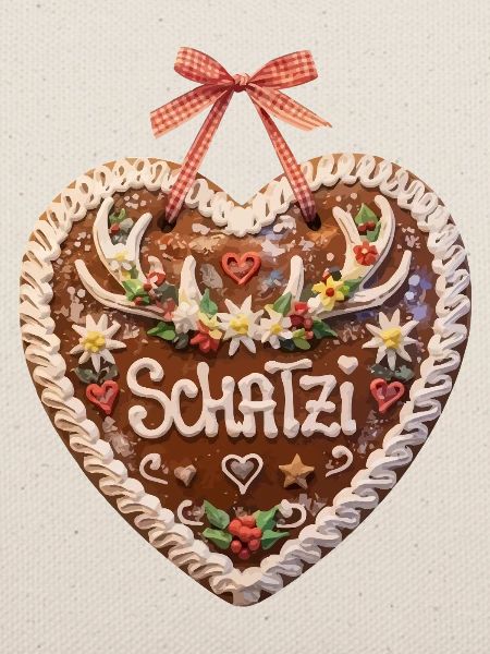 Lebkuchenherz Liebe Schatzi Hirschgeweih