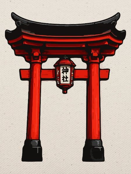 Roter Torii mit Laterne