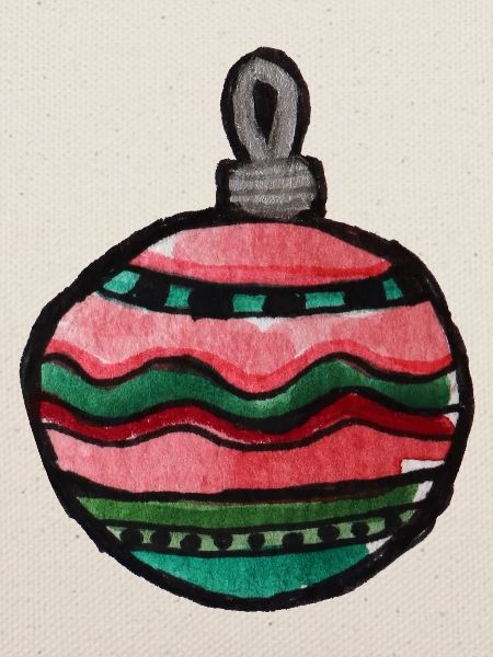 Bunte, gestreifte Weihnachtskugel