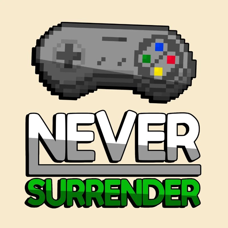 NEVER SURRENDER (Green) + SNES Controller - Gaming