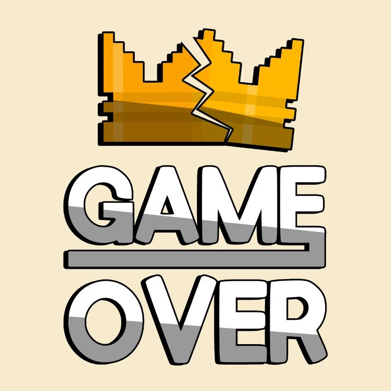 GAME OVER (White) + King Crown - Gaming