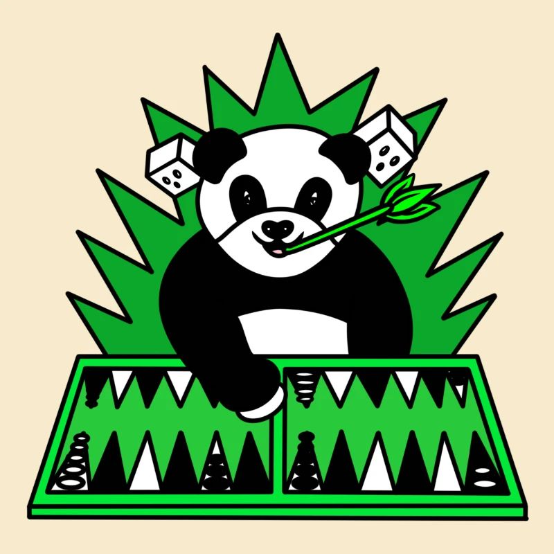 Lustiger Panda spielt Backgammon