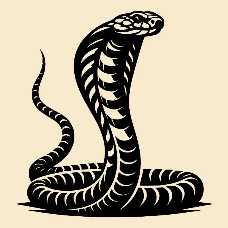 Serpent Cobra Cou Bouclier Menaçant Conception Posture