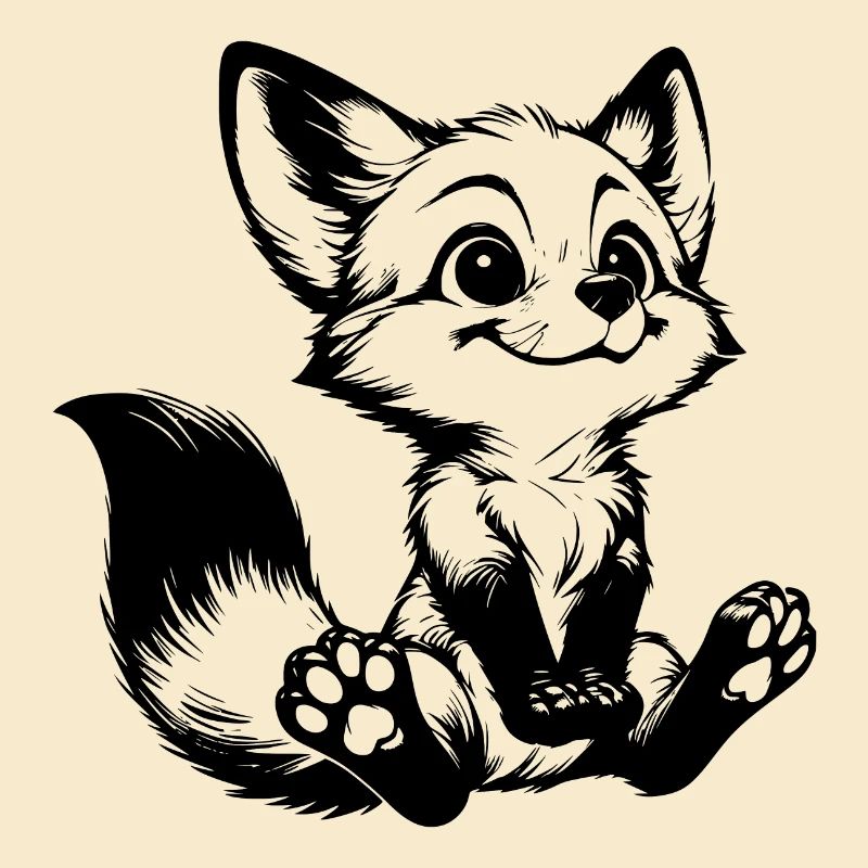 Curious Fox Drawing Seated Fox