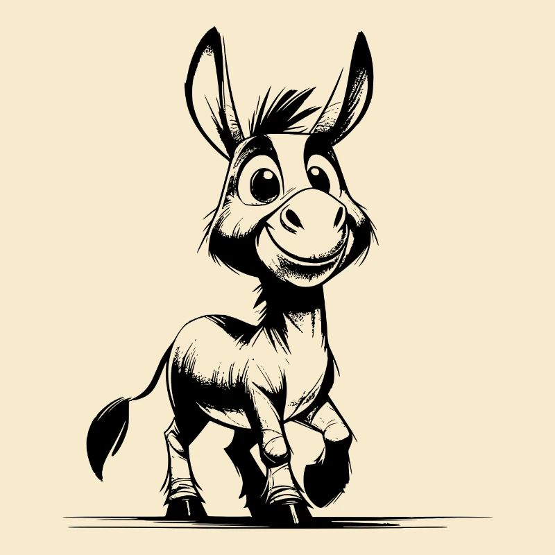 Smiling Donkey Long-Eared Donkey Drawing