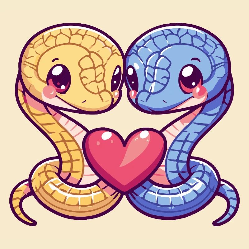 Schlange Kobra Comic Paar Liebe