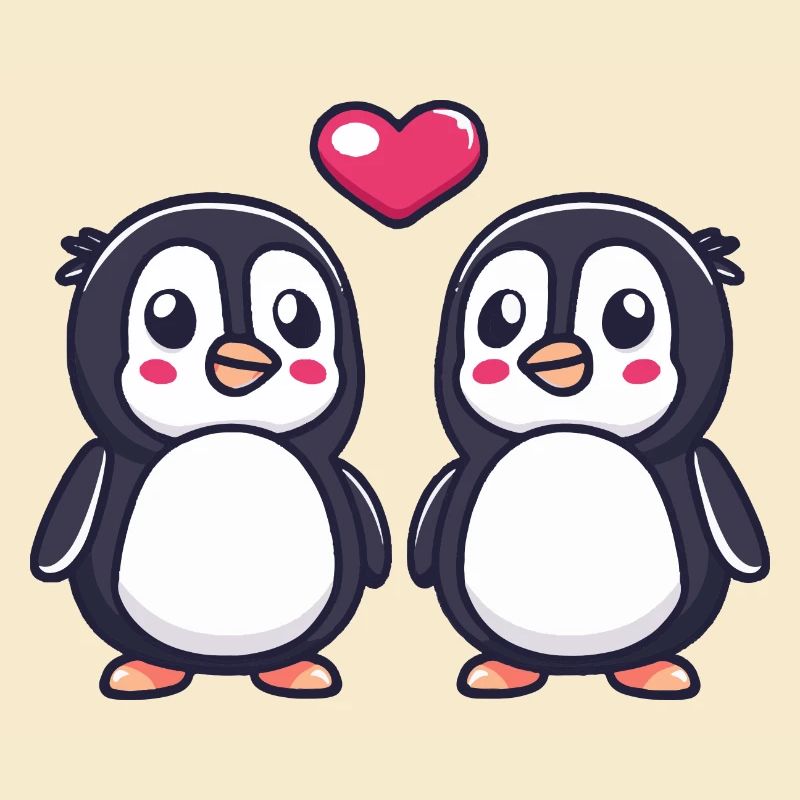 Pinguin Comic Paar Liebe