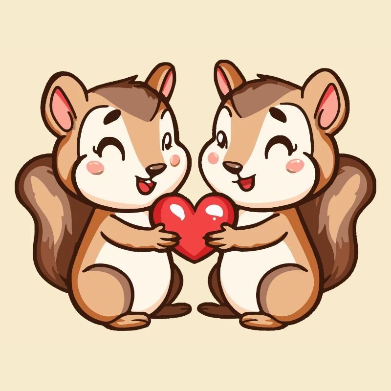 Eichhörnchen Comic Paar Liebe