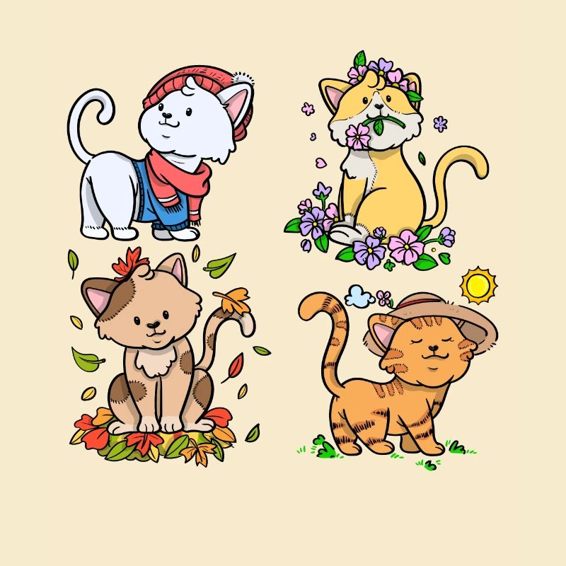 Chaque saison est une saison de chat Saisons Chats