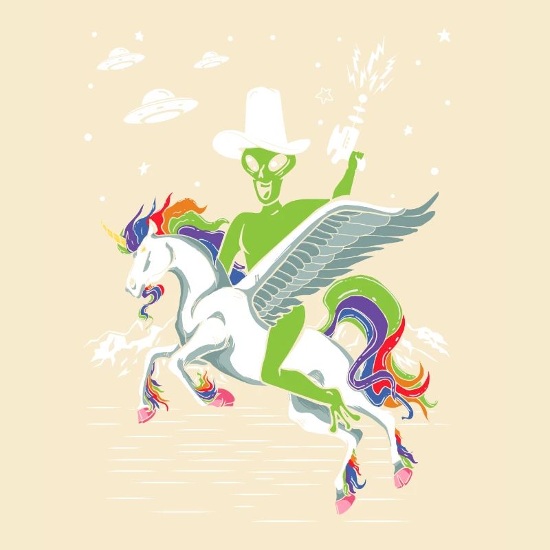 Alien reitet Einhorn Unheimlich