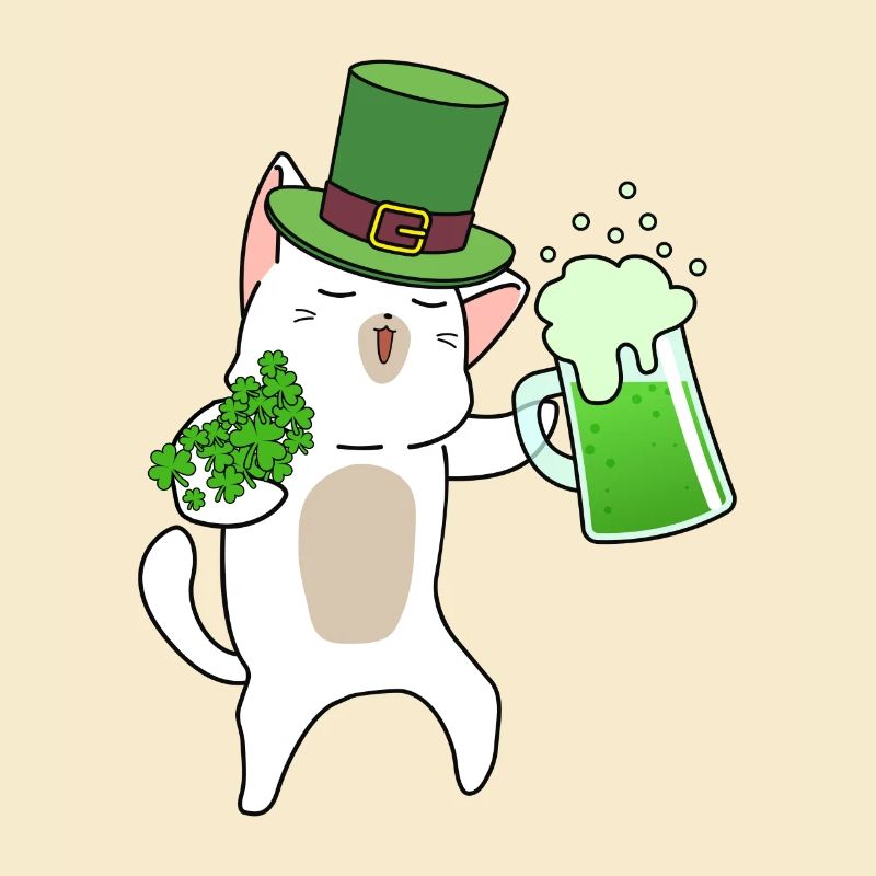 Chat buveur de bière Cloverleaf Saint-Patrick