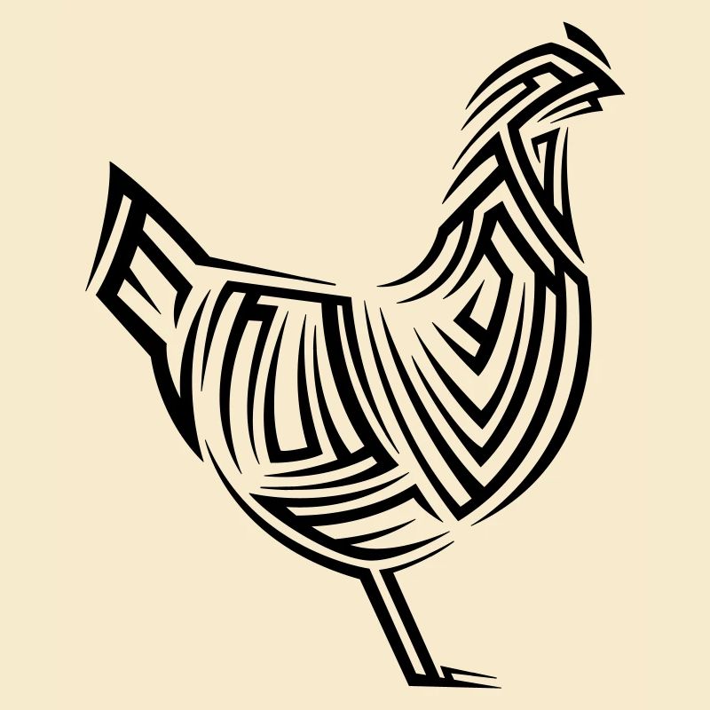 Chicken Tribal Tattoo