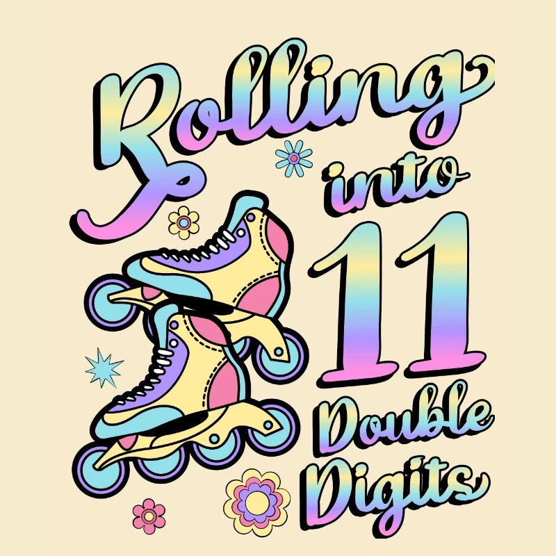 Rolling Into 11 Double Digits Floral Skaters 11.