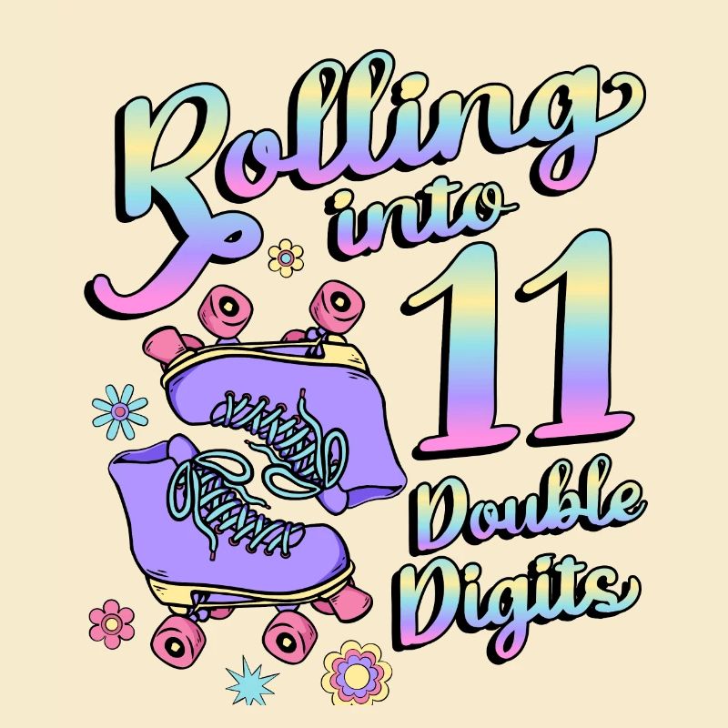 Rolling Into 11 Double Digits Floral Skaters 11.