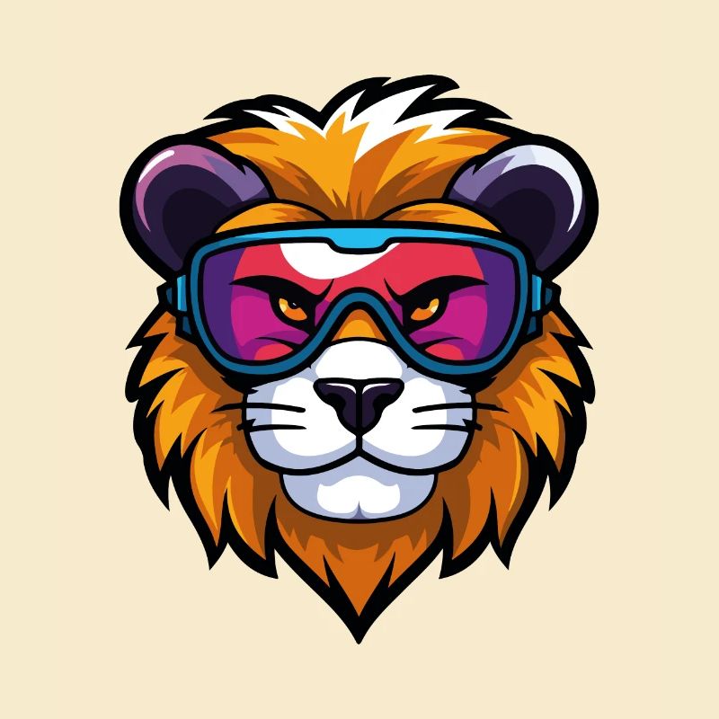 Löwe Ski Brille Comic