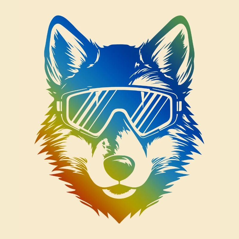 Wolf Ski Brille Bunt