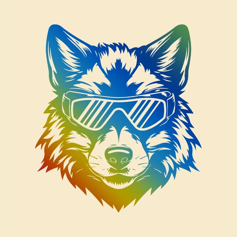 Ski Wolf Snowboarder Bunt