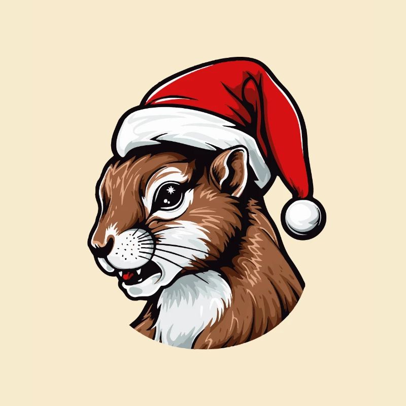 Squirrel Head Christmas Portrait
