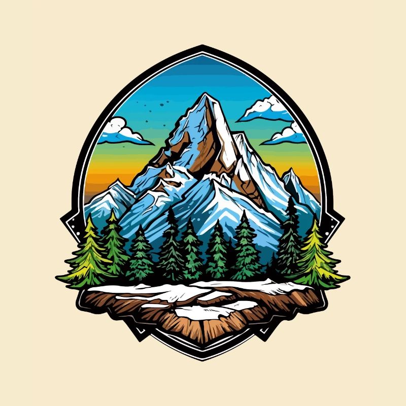 Mountains Symbol Hiking Shield