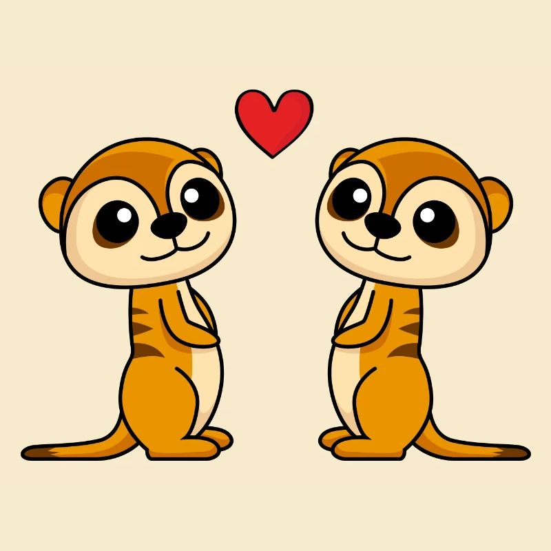 Erdmännchen Comic Paar liebe
