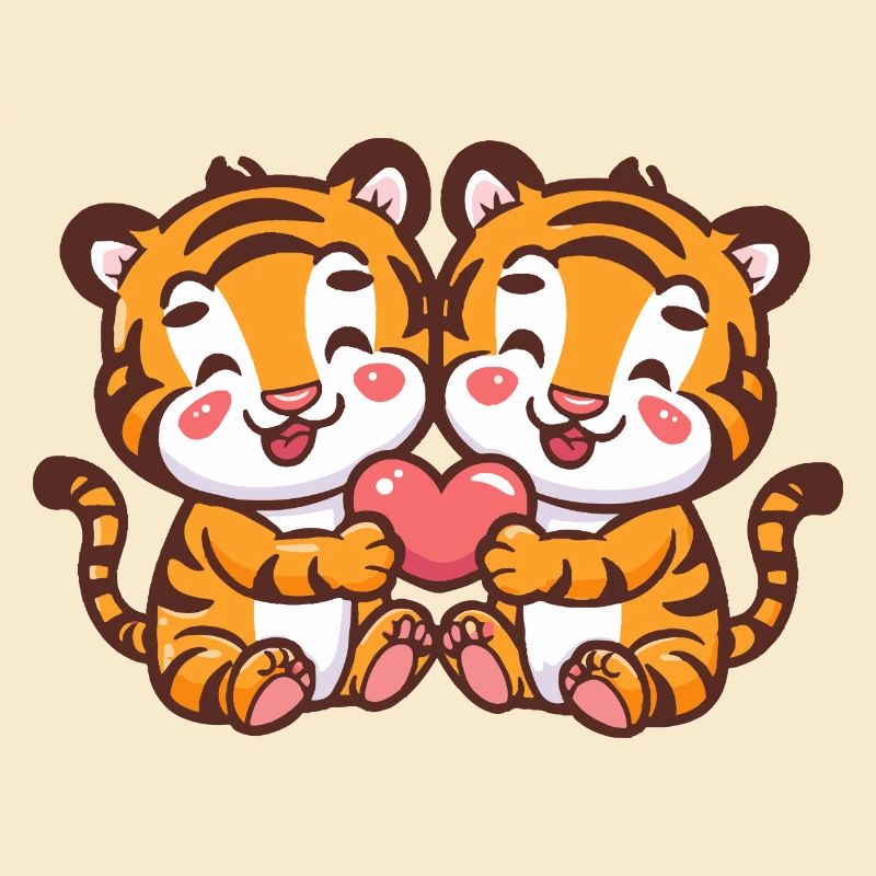 Tiger Comic Paar Liebe