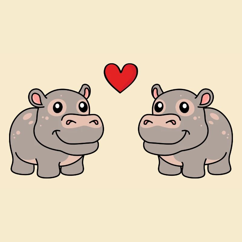 Nilpferd Comic Tier Paar Liebe