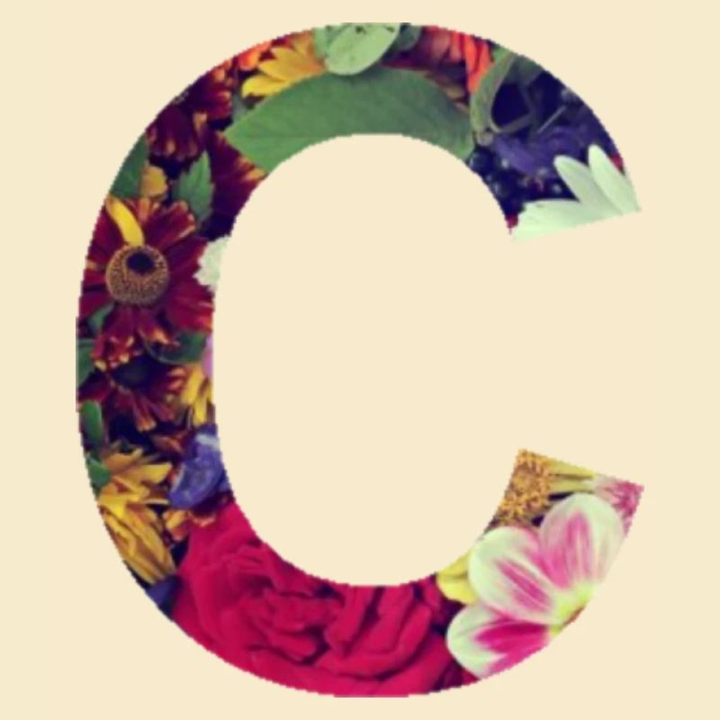 Name initials with flowery pattern. Letter C.
