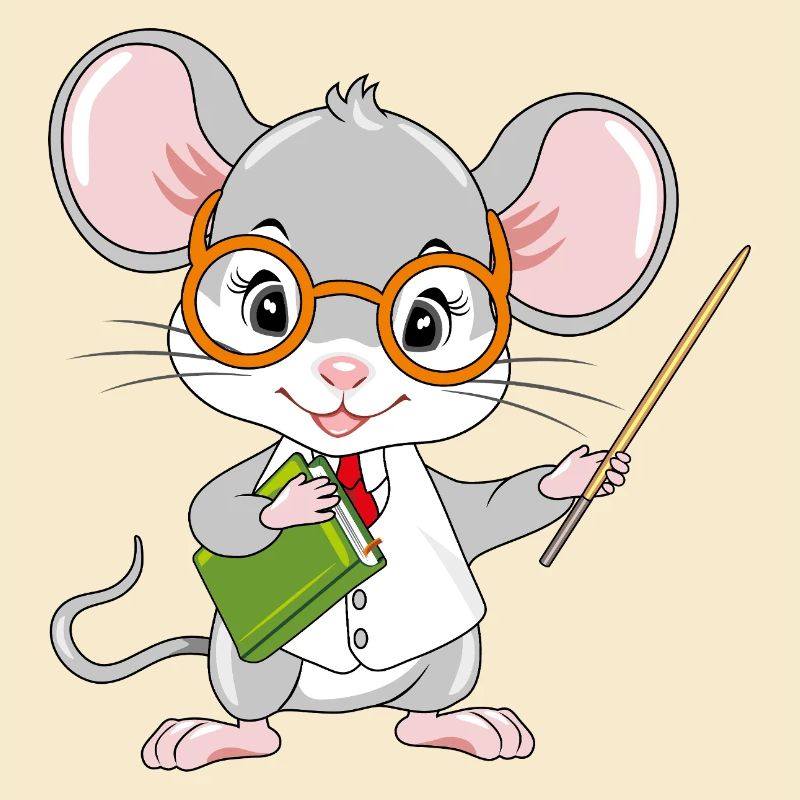 Smart little mouse teacher with a pointer