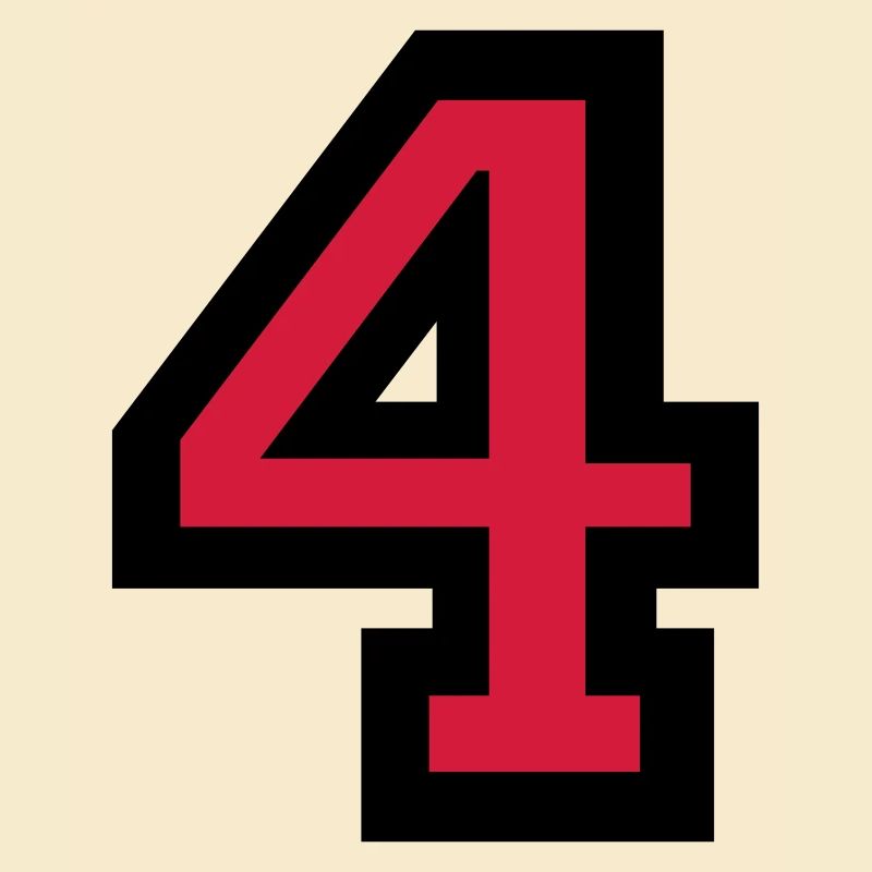 Zahl 4 - Nummer 4 (Rot) Nr. 4