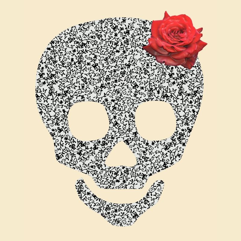 Schädel mit Rose
