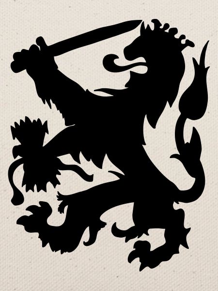 Heraldiker Löwe mit Krone und Schwertschattenfigur