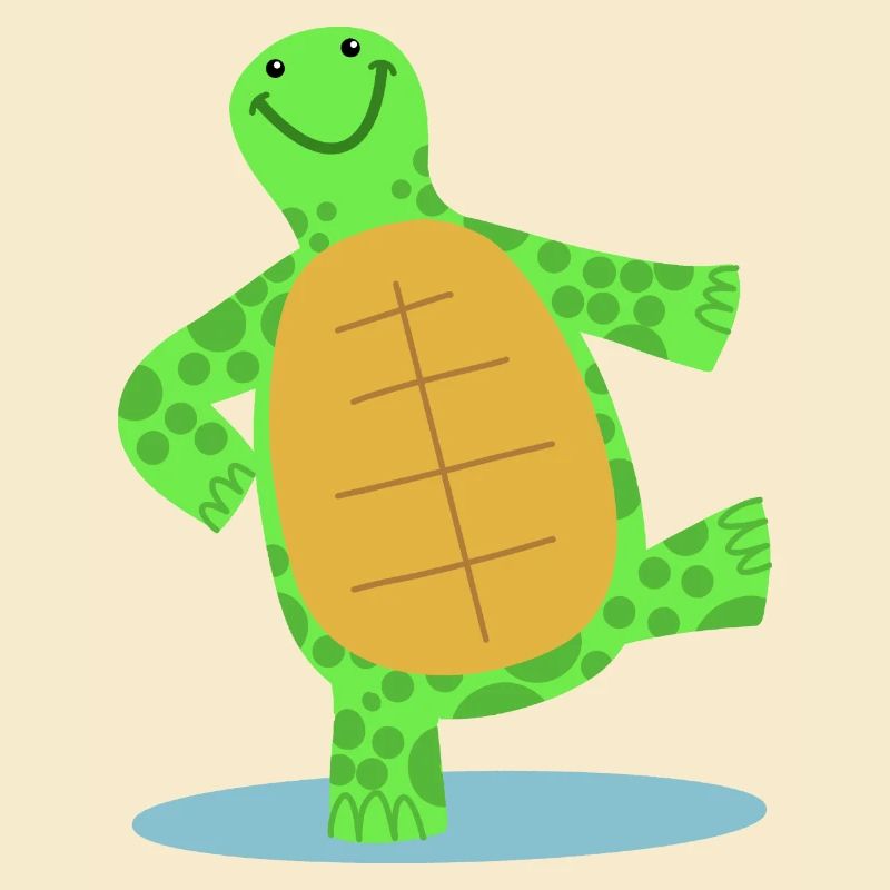 Hand drawn dancing turtle
