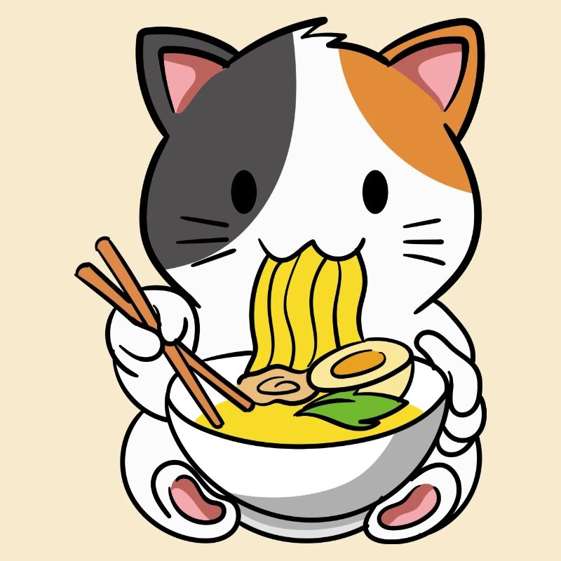 Cat ramen noodle soup