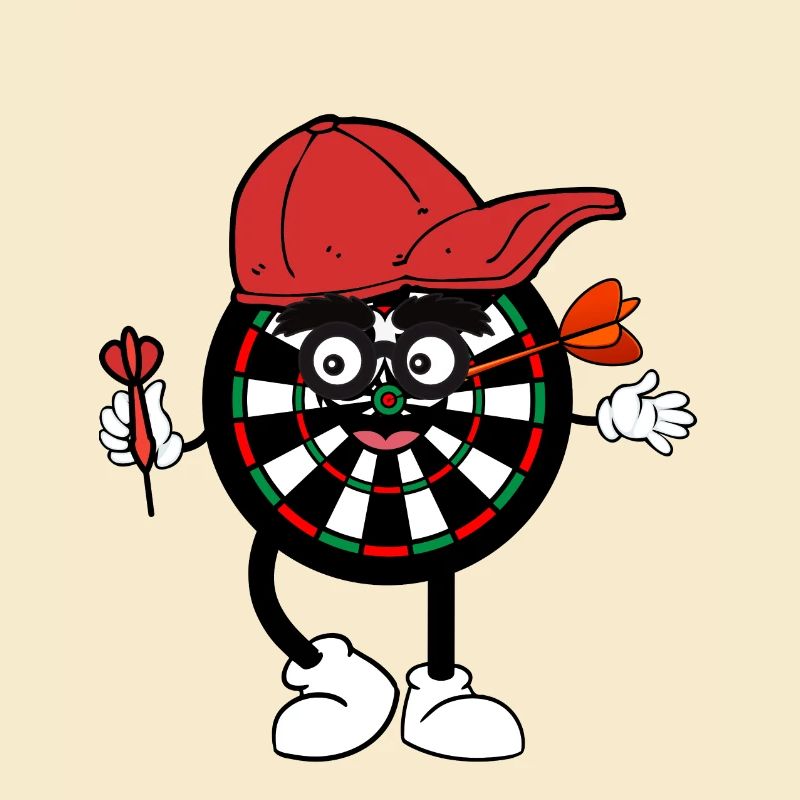 Dartboard with cap and dart arrow comic disc