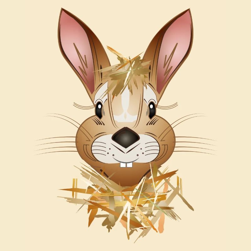 drôle de lapin se cache dans la paille